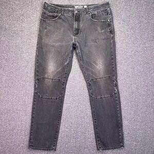 Born Fly Jeans Mens 39x32 Faded Black Streetwear Casual Reinforced Knee Denim‎